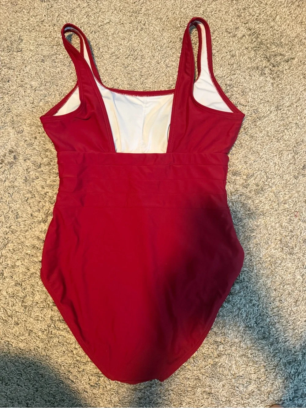 Dark Red Ruched One Piece Swimsuit Size Small